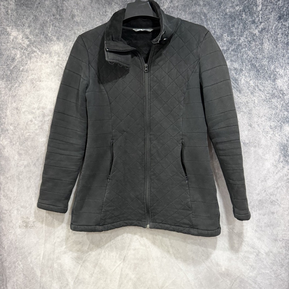 The North Face Jacket Womens Medium Black Quilted Fleece High Collar Zip Pockets